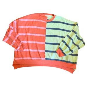 Altar’d State Multicolor Colorblock Striped Sweatshirt | Size L